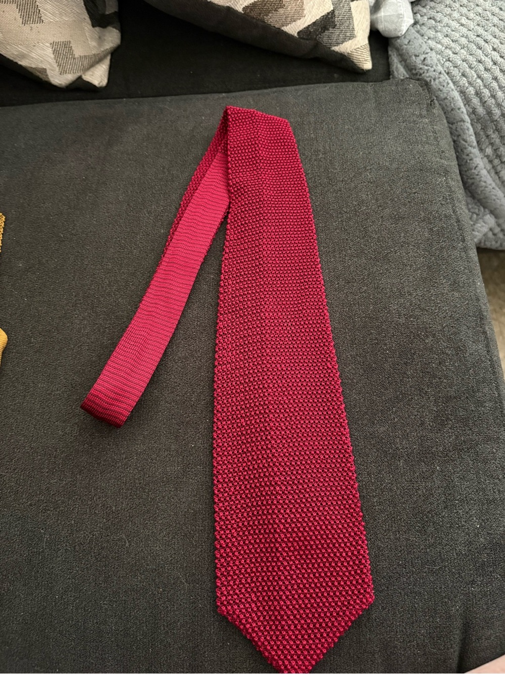 Donna Karan vintage Silk Textured Knit Tie in Deep Raspberry